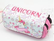 Duży piórnik dla dziewczynki z motywem jednorożca, wielokomorowy, nowy