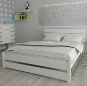 Łóżko podwójne drewniane 180x200 białe stelaż szuflada używane