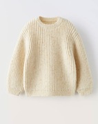Sweter Zara 116 z błyszczącą złotą nitką dzianina 