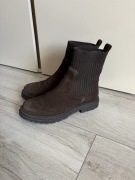 Brązowe zamszowe sztyblety damskie