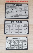 Frezarka FP 800 Tabliczka Tabliczki Tabela Obrotów