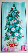 TURECKI KAFEL CERAMICZNY Z MALOWANĄ CHOINKĄ