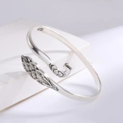 Srebrna sztywna bransoleta motyw PAW