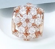 Charm do bransoletki modułowej srebro śnieżka kwiat rose cyrkonia charms