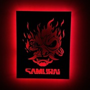 Podświetlana dekoracja Samurai Cyberpunk 55x44 cm RGB rękodzieło na ścianę