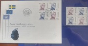 Szwecja FDC Mi: 2382-2383 Anna Lindh