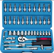 Zestaw Kluczy Nasadowych 46el. Grzechotka Bity Torx Imbus Nasadki Walizka