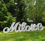 Stojący żarówkowy napis MIŁOŚĆ z sercem  ślub napis 