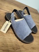 Skórzane sandały klapki dziecięce dziewczęce niebieskie Angulus rozm. 34