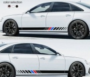 Dwie Naklejki na Boczne Przegrody Drzwi Samochodu, Naklejki paski wyścigowe