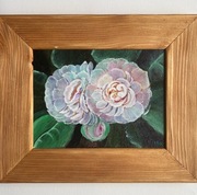 Kwiaty piwonii obraz w drewnianej ramie.