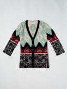 alpaca wełna kardigan anthropologie apres ski aztec ciepły kolorowy długi