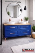 Szafka pod Umywalke Londyn (4-S) Niebieski Szafir Blat Dąb Producent BEKAS 