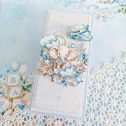 Kartka, ręcznie robiona, Roczek, chłopiec 