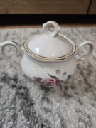 Ćmielów Cukiernica Porcelanowa RÓŻA Wzór Kwitnąca Róża Złocenia PRL