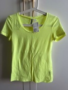 Bluzka damska t-shirt żółty bawełna Basic H&M r. 36 S