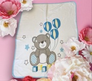 Kocyk ręcznik niemowlęcy koc z misiem balonikami mięciutki 100% bawełna