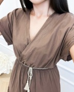 SUKIENKA DAMSKA LETNIA BAWEŁNA CZEKOLADA BRĄZ MIDI