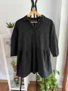 Czarna sukienka w haftowane kwiaty 100% bawełna cotton 42 XL plus size