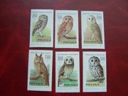 Polska 1990 ** Mi. 3294/99 Fauna Ptaki Sowy