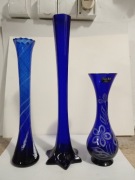 Wazony szklane kobaltowe szkło 3 szt