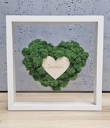 Obraz ramka serce mech pamiątka podziękowanie chrzest, komunia, ślub