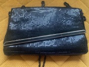 Czarna cekinowa ozdobna wieczorowa elegancka torebka kopertówka sznurek