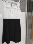 Bialo czarna sukienka z zabotem,szkola,okolicznosc,L,nowa z metkami