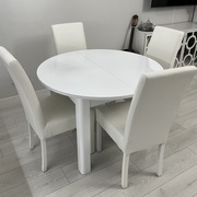 Stół okrągły biały połysk rozkładany 110cm AGATA