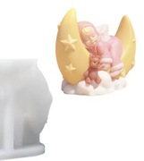 KSIĘŻYC ANIOŁEK forma silikonowa 7.5*8.8 do odlewów Świec Mydła 