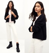 MANGO Teen czarny włochaty kardigan sweter