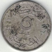 Egipt 5 milimów milliemes 1941 - 21 mm Faruk I - nr 4