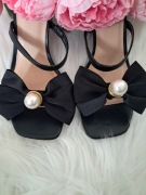 Czarne kokardki kokardy z perłą okazje wesele