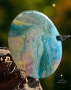 Naszyjnik boho jak Tęcza Zorza rękodzieło jak mały obraz 3D