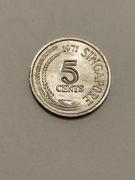 Sprzedam monetę okolicznościową Singapur 5 centów 1971r. stan menniczy