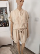 Komplet beżowy koszula + spodenki , wiskoza .