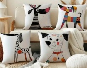 Poszewka na poduszkę, śmieszne pieski dla dzieci, 40x40cm, komplet 4 szt.