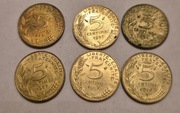 6 monet 5 centimów Francja 1978-1997