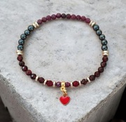 Bransoletka kamienie naturalne granat rubin jadeit hematyt zawieszka