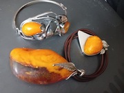 Antyk Srebrny wisiorek bursztynem mlecznym srebro broszka naszyjnik kolia 