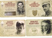 estaw 4 kart kolekcjonerskich PATRIOTYCZNE | Rudy, Alek, Łupaszko, Kurtyka.