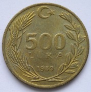 Turcja 500 lirasi 1989 - Ataturk