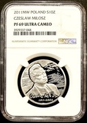 10 ZŁ 2011, CZESŁAW MIŁOSZ NGC PF69 UC #72