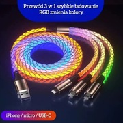 Przewód ładowania 3 w 1 - RGB zmienne podświetlenie, szybkie ładowanie 