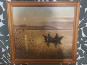 Obraz , wędkarze na łódce. 