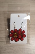 Kolczyki Czerwone Serca w Kwiatach 
