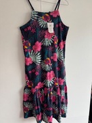 Cool Club 164 granatowa sukienka na ramiączkach w kwiaty