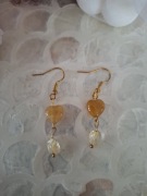 Kolczyki handmade srebro pozłacane z naturalnych kamieni topaz cytryn 