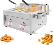 Podwójna frytkownica gazowa z 2 kosz ze stali nierdzewnej zasilana propanem