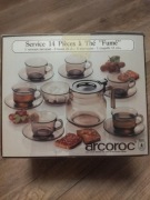 Arcoroc serwis , vintage lata 80, szkło dymne